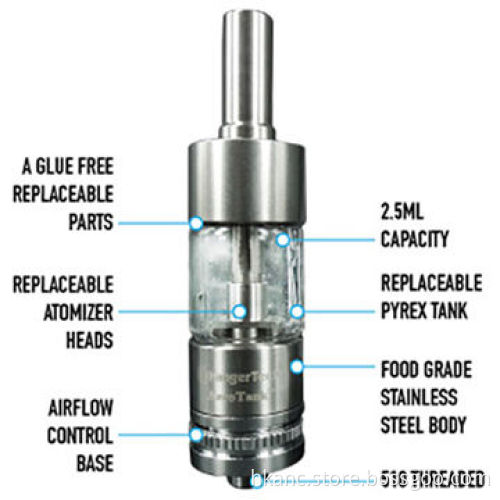Stainless Steel and Pyrex Glass Kanger Aero Tank Vaporizer